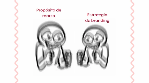 Dos dibujos emocionados, uno es el propósito de marca y otro la estrategia de branding